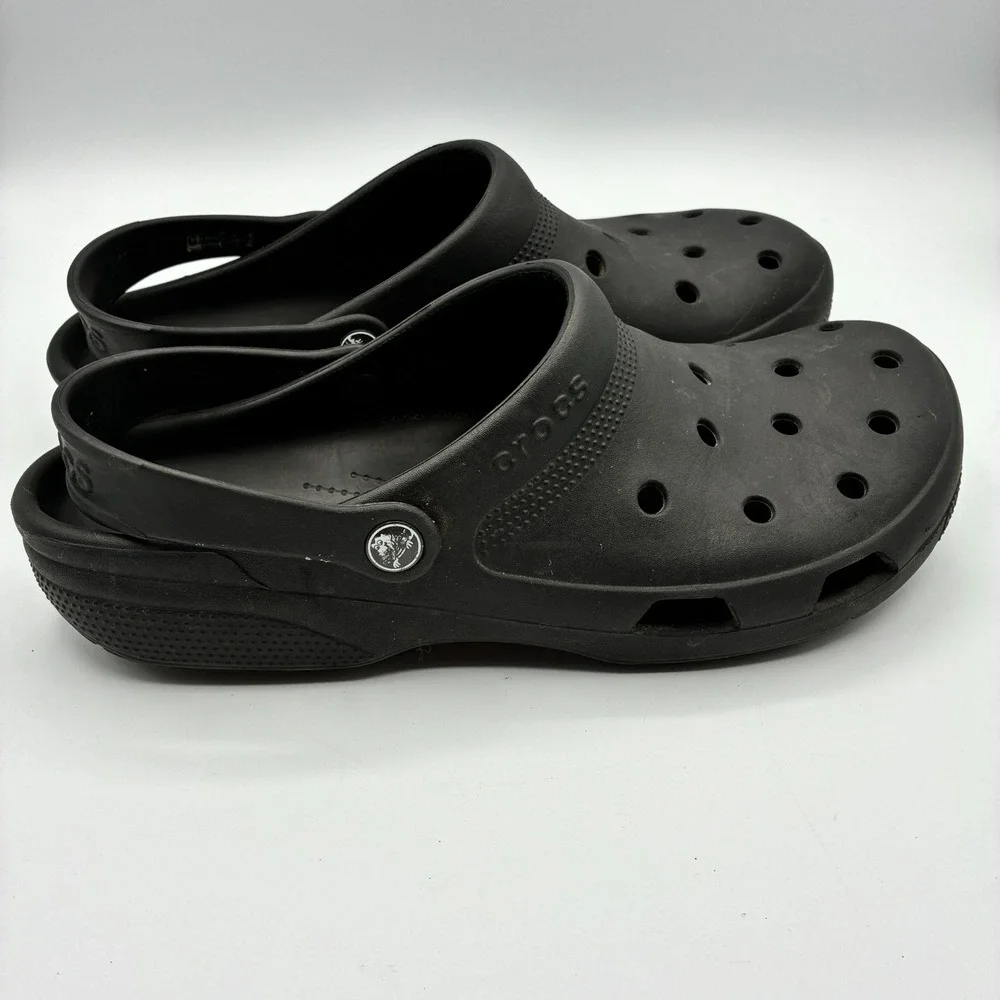Crocs Classic Coast Clogs Mens 12 Black Slip On Backstrap Outdoor Water Sandal